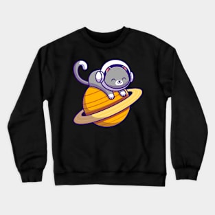 Cute Astronaut Cat Crewneck Sweatshirt